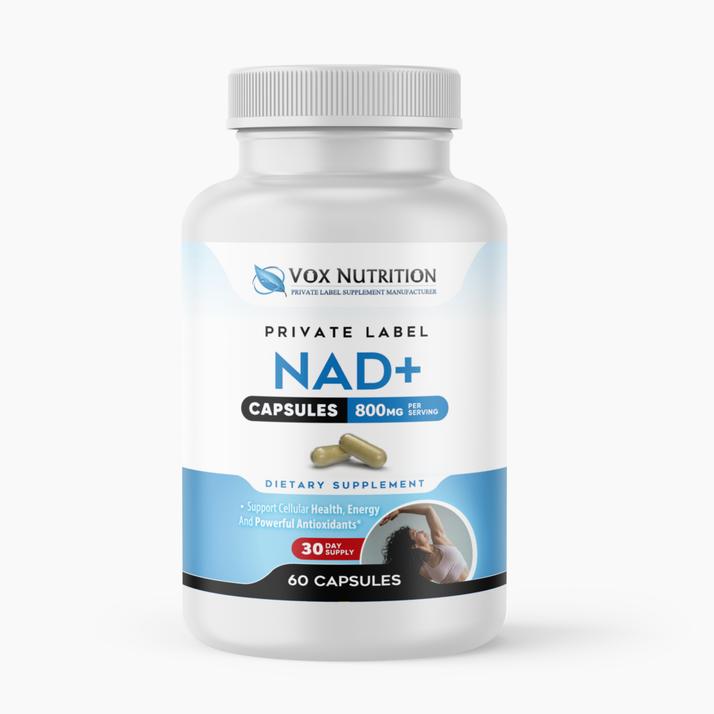Custom NAD+ supplement formulation encapsulated in USA