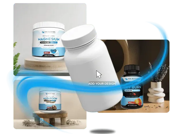 Engineered private label and custom supplement formulation bottles